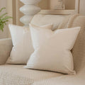 Juspurbet Cream White Decorative Velvet Throw Pillow Covers 22X22 Inch Set Of 2,Broadside Soft Cushion Case With Invisible Zippe