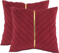 Tosleo Red Velvet Throw Pillow Covers 16X16 Inch Pack Of 2 With Gold Leather Valentine'S Day Decoration Couch Pillow Cover Luxur