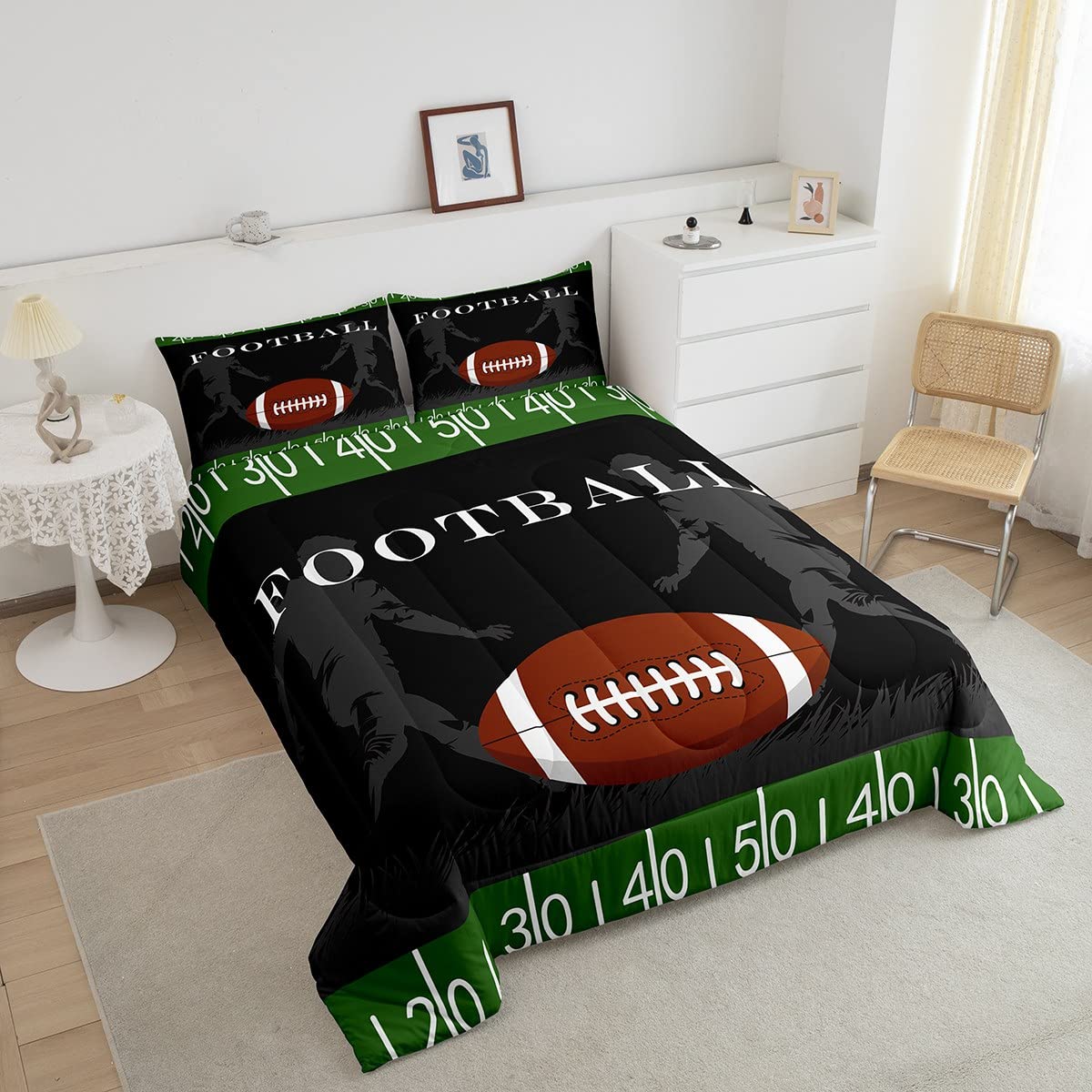 Football Bedding Set Rugby Sports Comforter Soccer Ball Game Comforter Set For Kids Adults American Football Player Duvet Set Ul