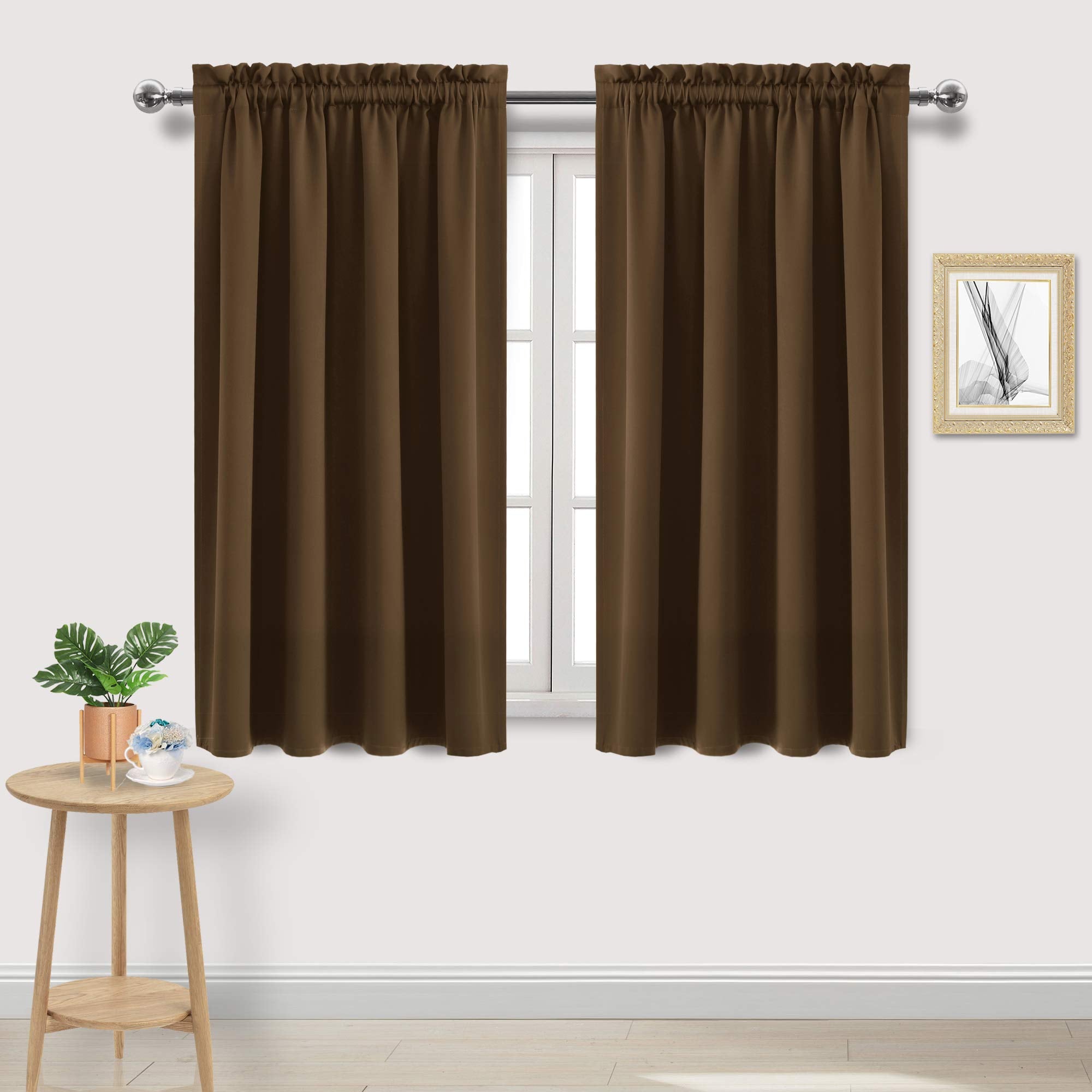 Dwcn Blackout Curtains Room Darkening Thermal Insulated Bedroom Curtains Window Curtain Panels, 52 X 45 Inches Long, Set Of 2 Br