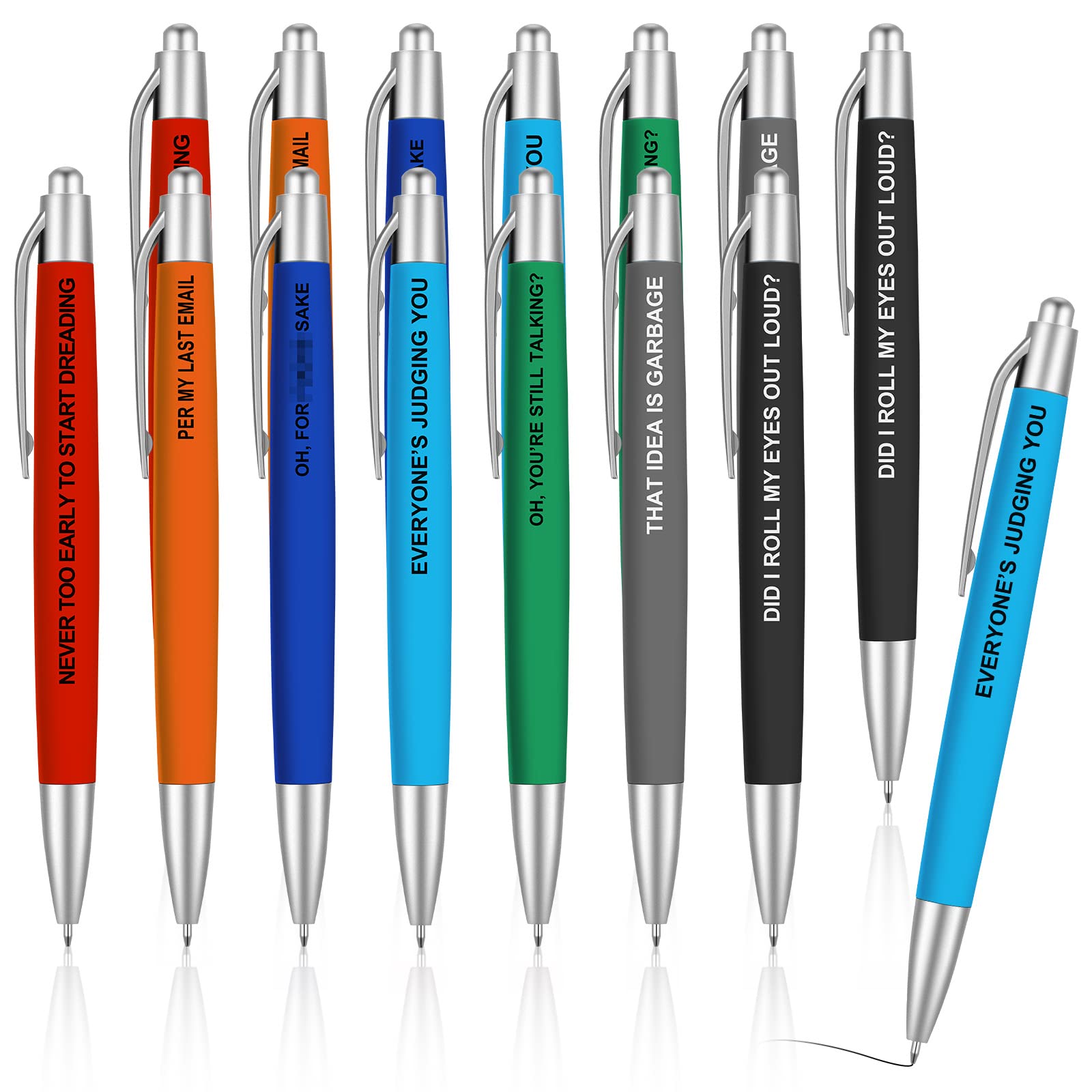 Snarky Funny Pens Insulting Negative Office Pens Black Ink 1.0 Mm Colored Retractable Swear Word Pens Ballpoint Pens For Adults