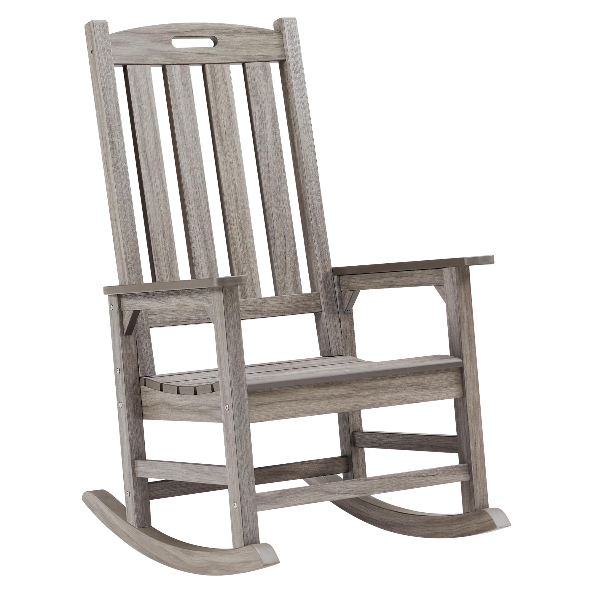 Psilvam Outdoor Rocking Chair, Poly Lumber Oversized Rocking Chair with 21 Wide Seat and 32 Tall Backrest, Pre-Assembled with Mo