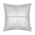 Brawarm Faux Leather Throw Pillow Covers 16 X 16 Inches, Silver Leather Pillow Cover, Hand Stitched Leather Decorative Pillow Co