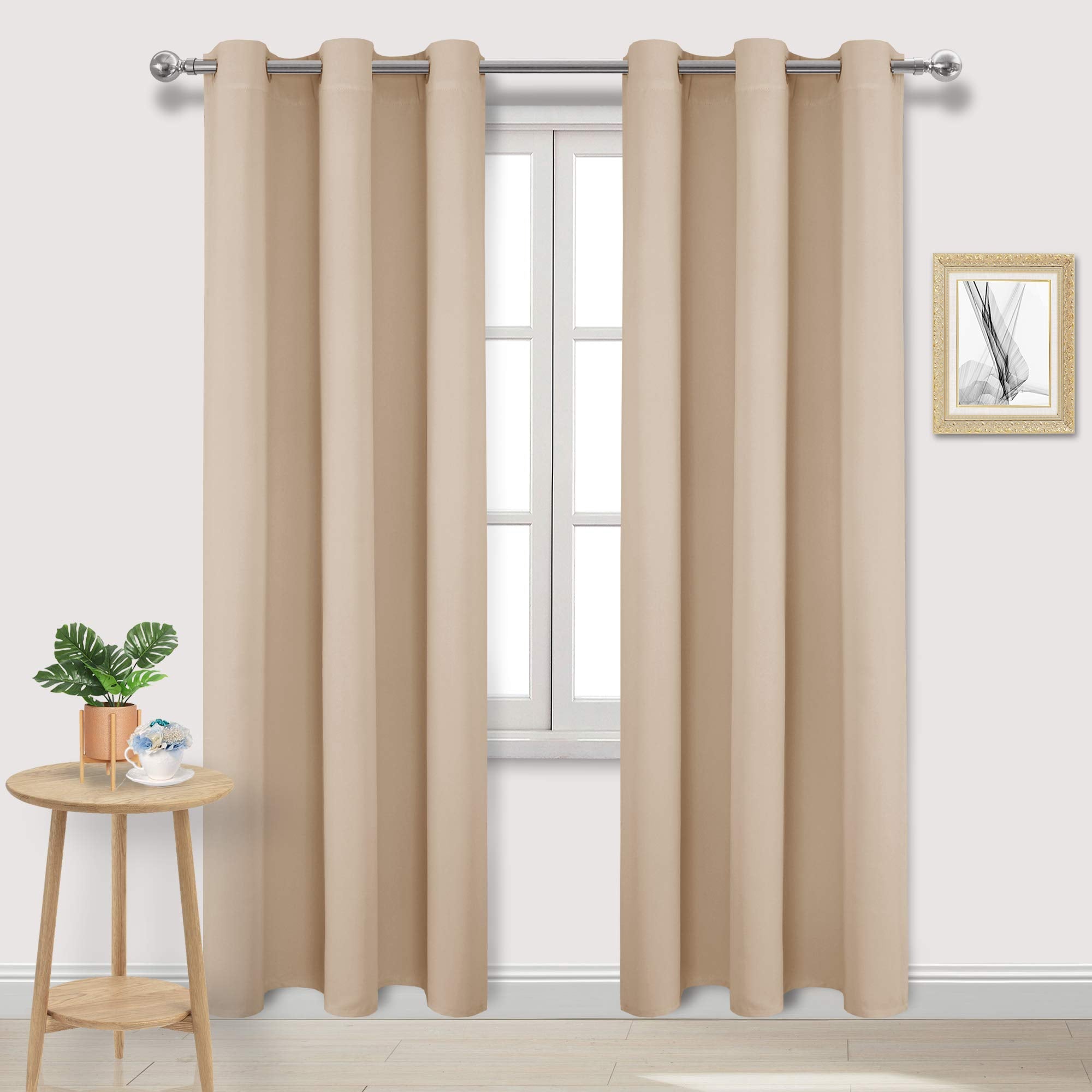 Dwcn Beige Curtains 84 Inches, Thermal Insulated Room Darkening Window Curtains For Living Room - 42 X 84 Inches Long, 2 Panels,