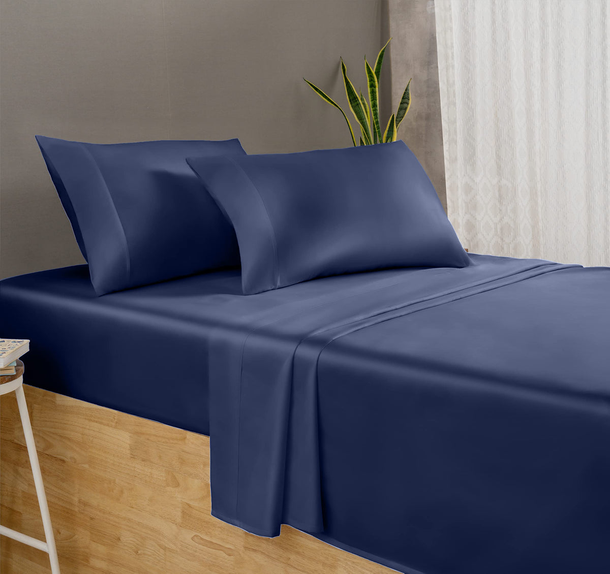 Threadmill Luxury 800 Thread Count King 100% Cotton Sheets - Folkstone Blue Sateen Weave Bed-Sheets, Better Than Egyptian Cotton