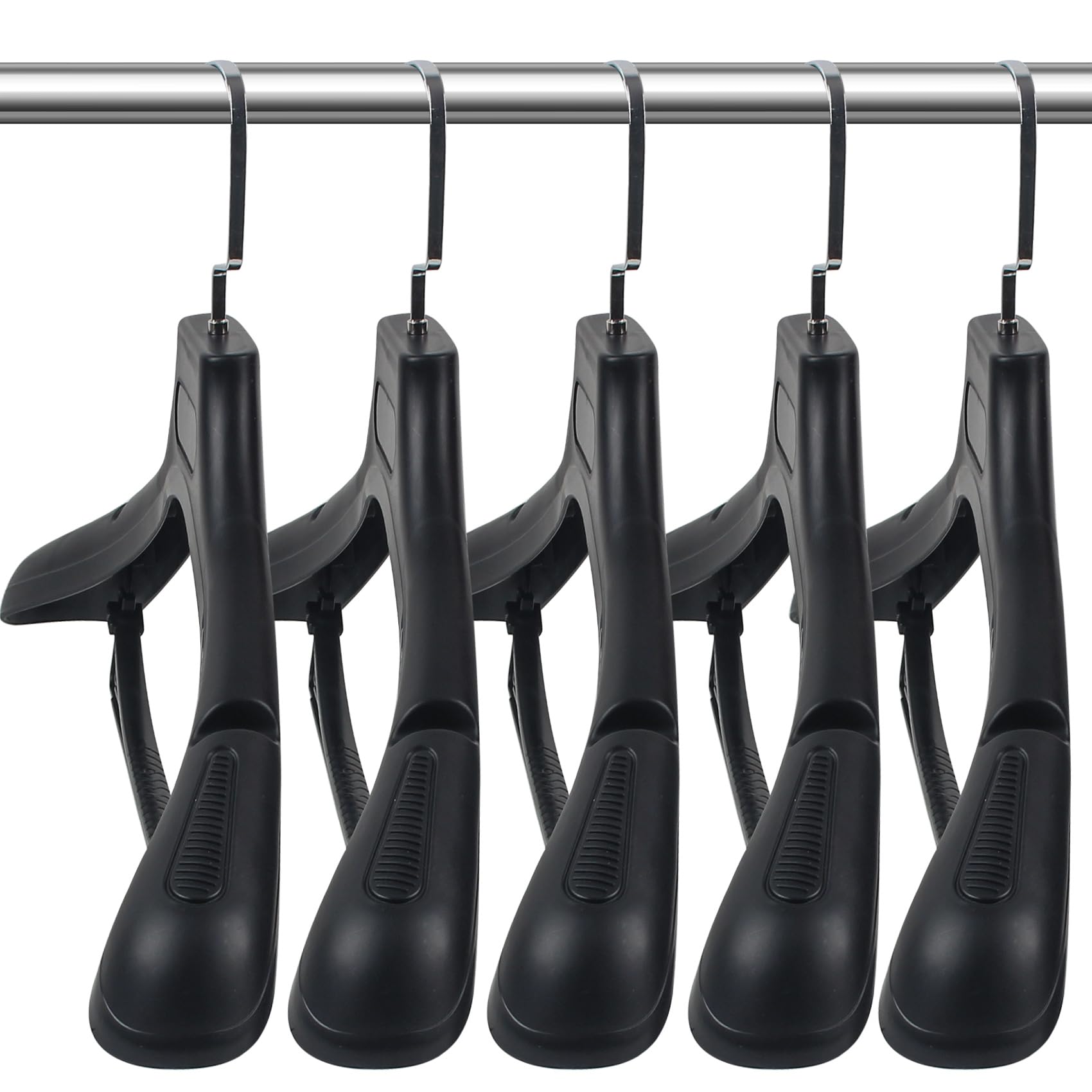 DEDU Plastic Extra Wide Shoulder Suit Hangers for Men 10 Pack Width 17.7'', Black Sweater Hangers no Shoulder Bump Non Slip for 