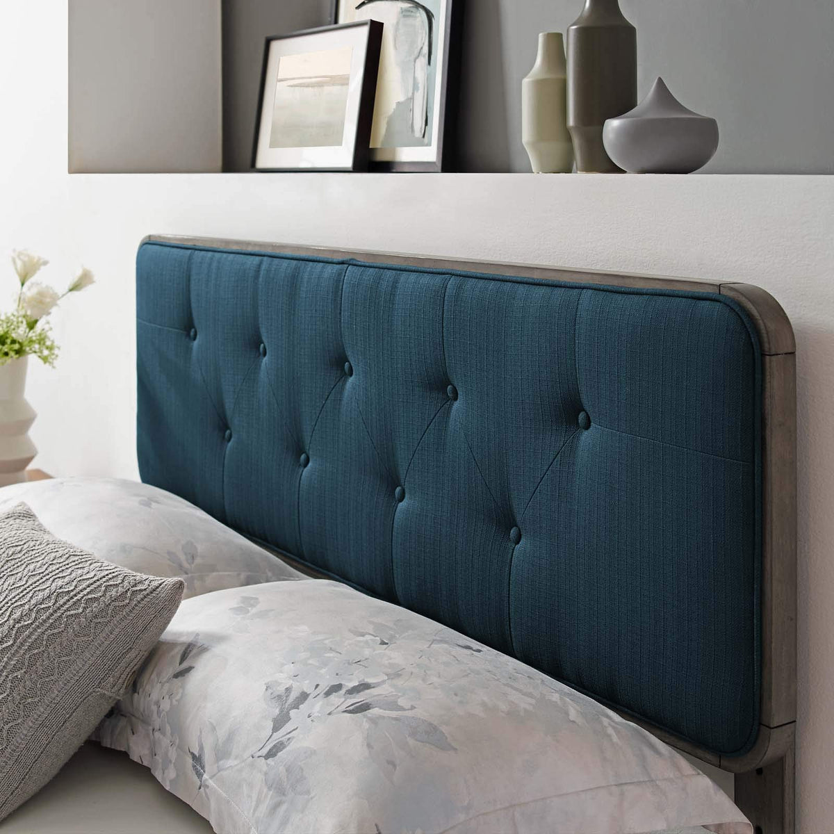 Modway Collins Tufted Twin Fabric And Wood Headboard In Gray Azure