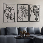 6 Pieces Black Metal Wall Decor Modern Minimalist Abstract Woman Wall Art Aesthetic Female Wall Sculpture Line Drawing Hanging A