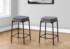 Monarch Specialties I 2226 Barstool, Counter Height, Set of 2, Kitchen, Grey Fabric, Black Metal, Contemporary, Modern