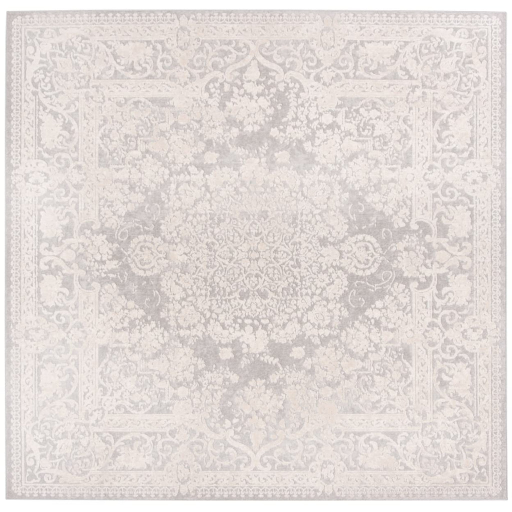SAFAVIEH Reflection Collection 8' Square Light Grey/Cream RFT664C Vintage Distressed Living Room Dining Bedroom Area Rug