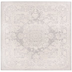 SAFAVIEH Reflection Collection 8' Square Light Grey/Cream RFT664C Vintage Distressed Living Room Dining Bedroom Area Rug