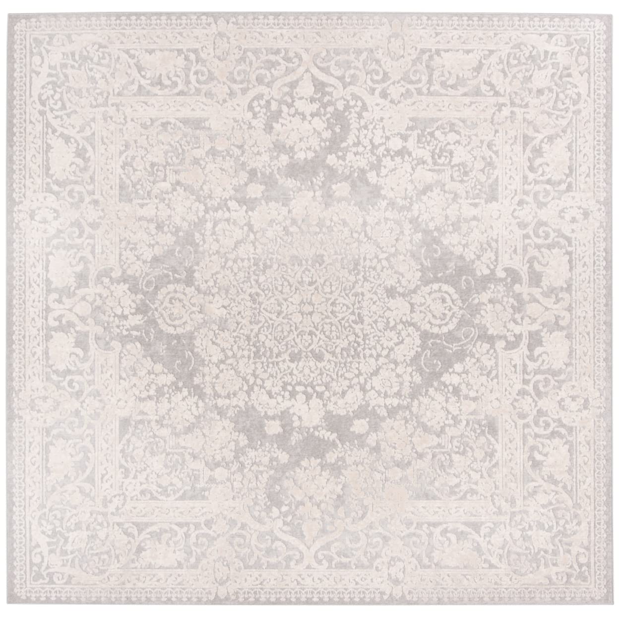 SAFAVIEH Reflection Collection 8' Square Light Grey/Cream RFT664C Vintage Distressed Living Room Dining Bedroom Area Rug