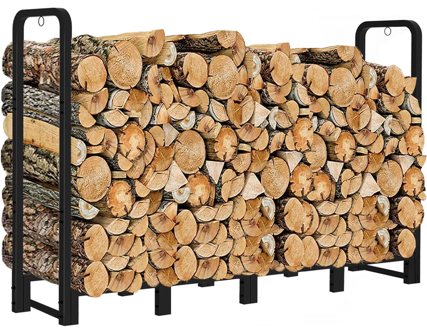 Artibear Firewood Rack Outdoor 8Ft Heavy Duty Logs Holder For Indoor Fireplace Metal Wood Pile Storage Stacker Organizer, Matte