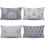 Coliuso Decorative Lumbar Pillow Covers 12x20 Set of 4, Grey and White Modern Simple Square Pillow Case Cushion Cover for Sofa C