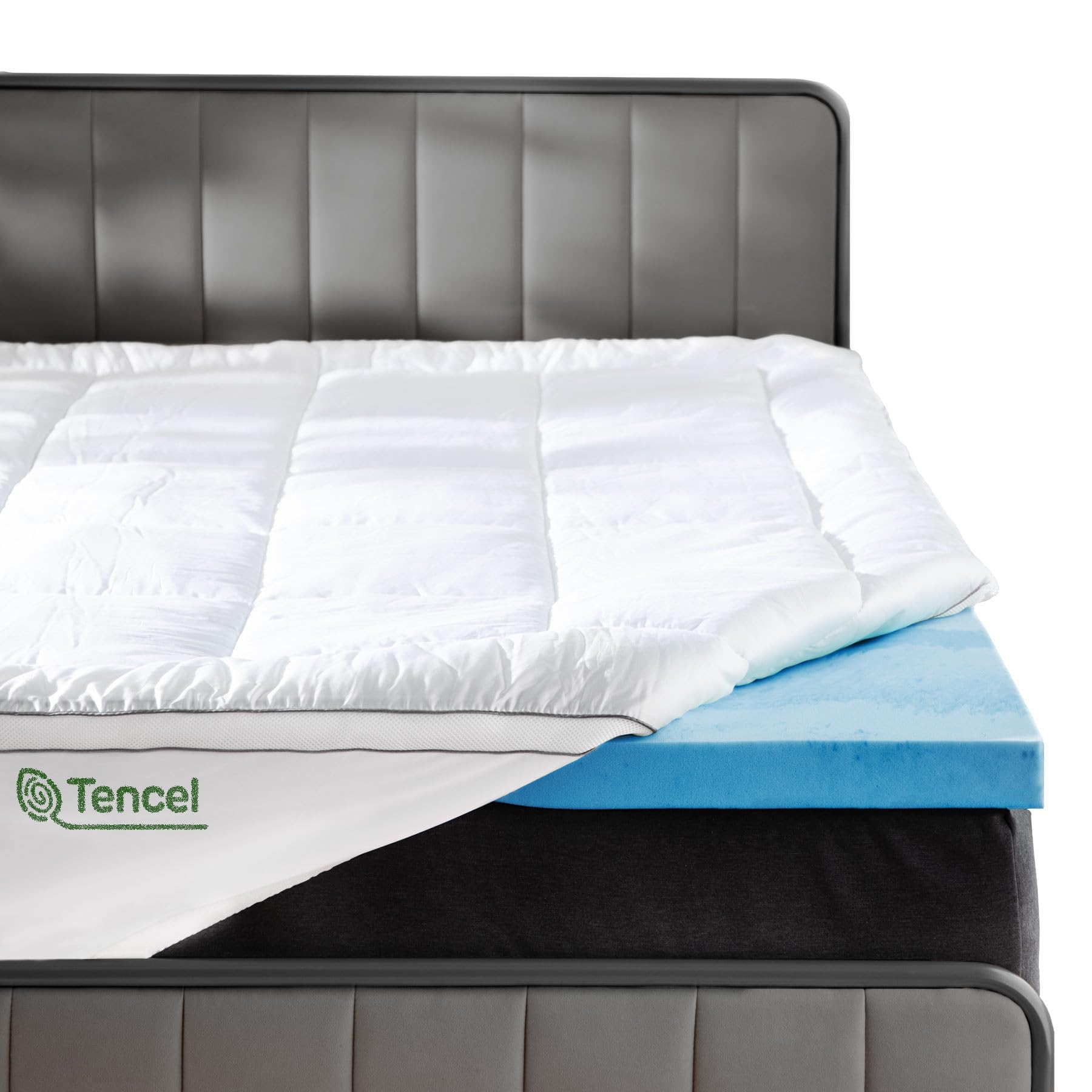 Viscosoft 4 Inch Pillow Top Memory Foam Mattress Topper California King - Cooling Hybrid Lux Dual Layer Mattress Bed Pad - Certi