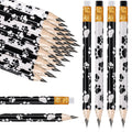 Whaline 48Pcs Dog Paw Short Pencils With Erasers White Black Paw Print Writing Pencil Cute Wood Pencils For Classroom Prize Stud