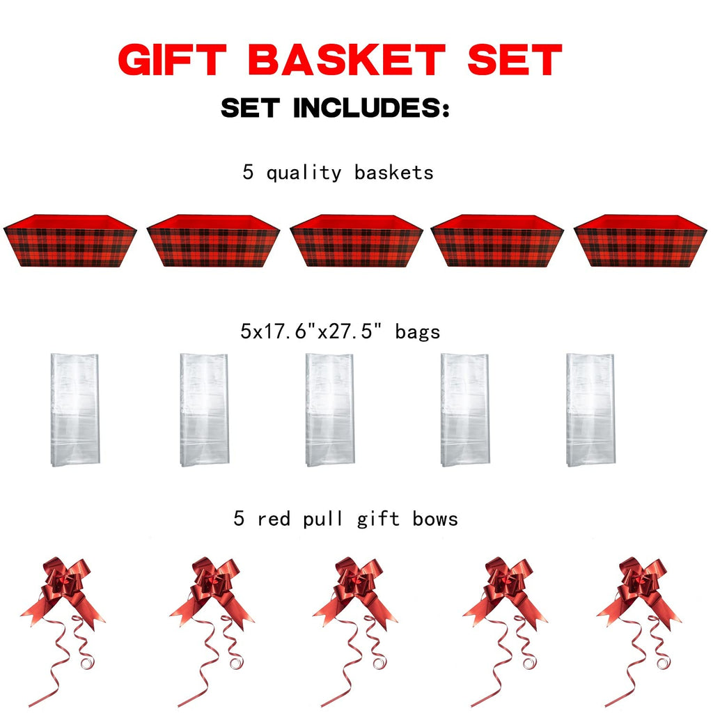Basket For Gifts Empty, 5 Pcs Sturdy Diy Bulk Gift Basket Kraft Market Tray Cardboard Basket With Handles, Gift Basket Kit Suppl