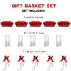 Basket For Gifts Empty, 5 Pcs Sturdy Diy Bulk Gift Basket Kraft Market Tray Cardboard Basket With Handles, Gift Basket Kit Suppl