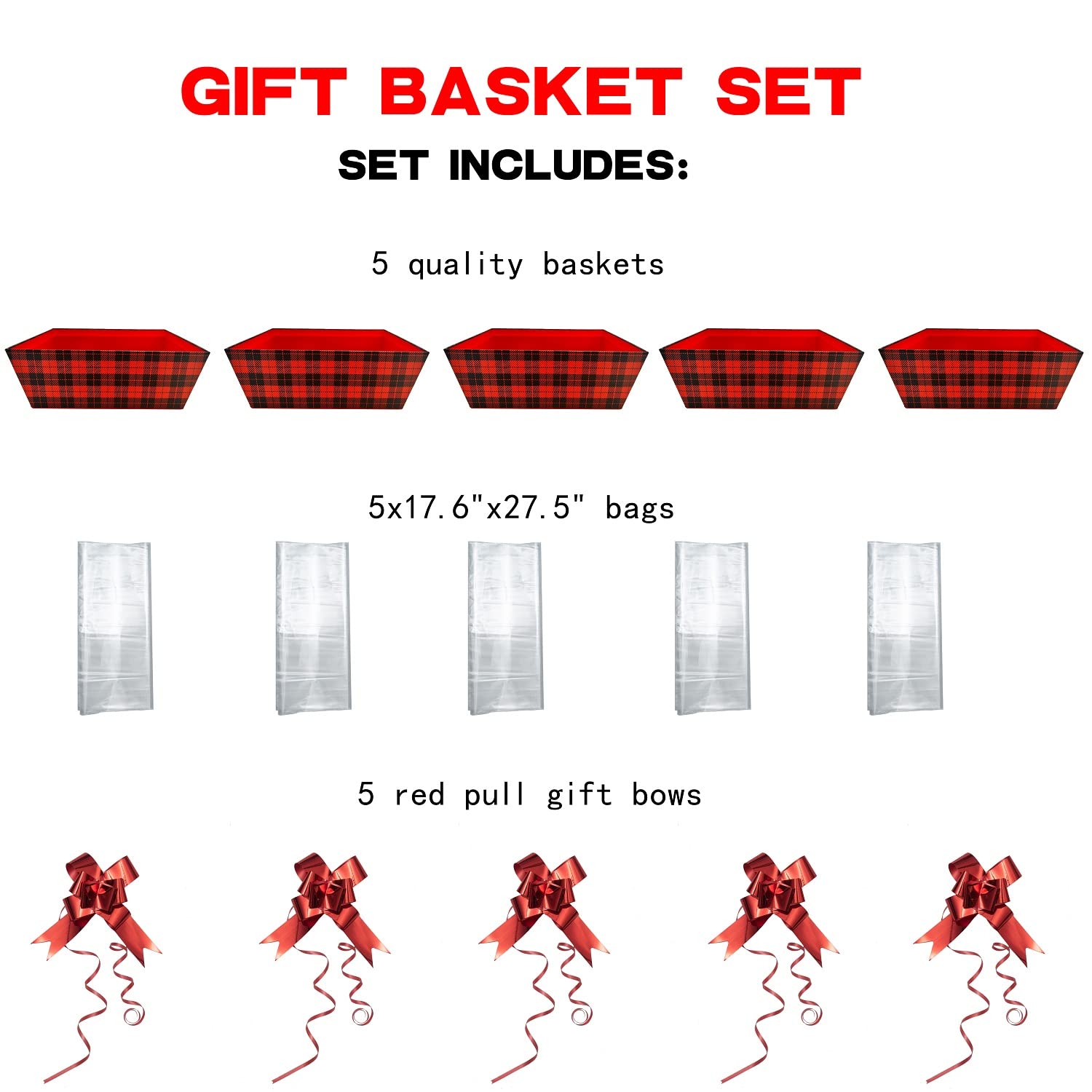 Basket For Gifts Empty, 5 Pcs Sturdy Diy Bulk Gift Basket Kraft Market Tray Cardboard Basket With Handles, Gift Basket Kit Suppl