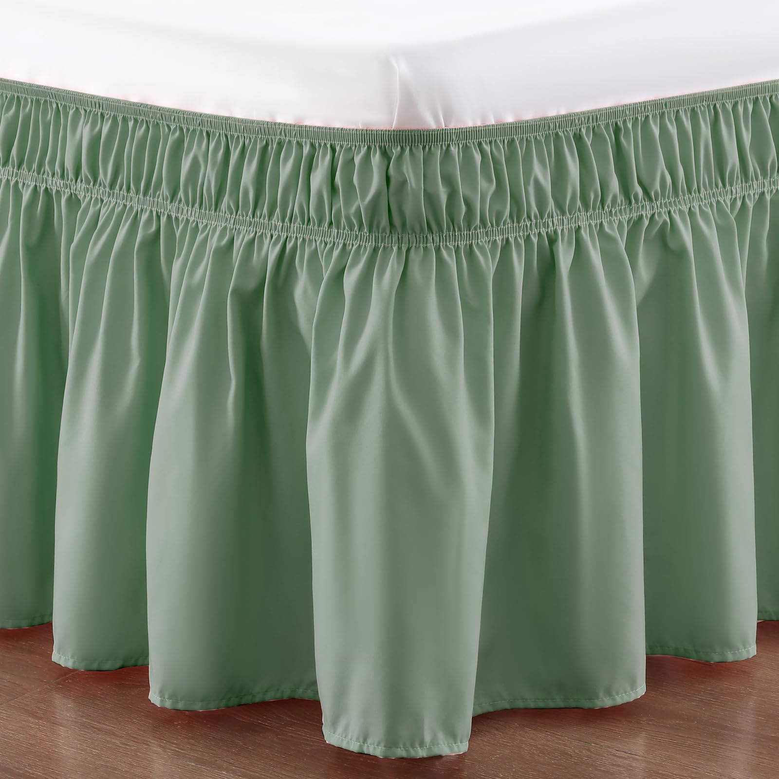 Rimela Bed Skirt Queen Size 15 Inch Drop, Wrap Around Elastic Bedskirt Solid Microfiber Luxury Hotel Quality Fabric, Easy To Ins