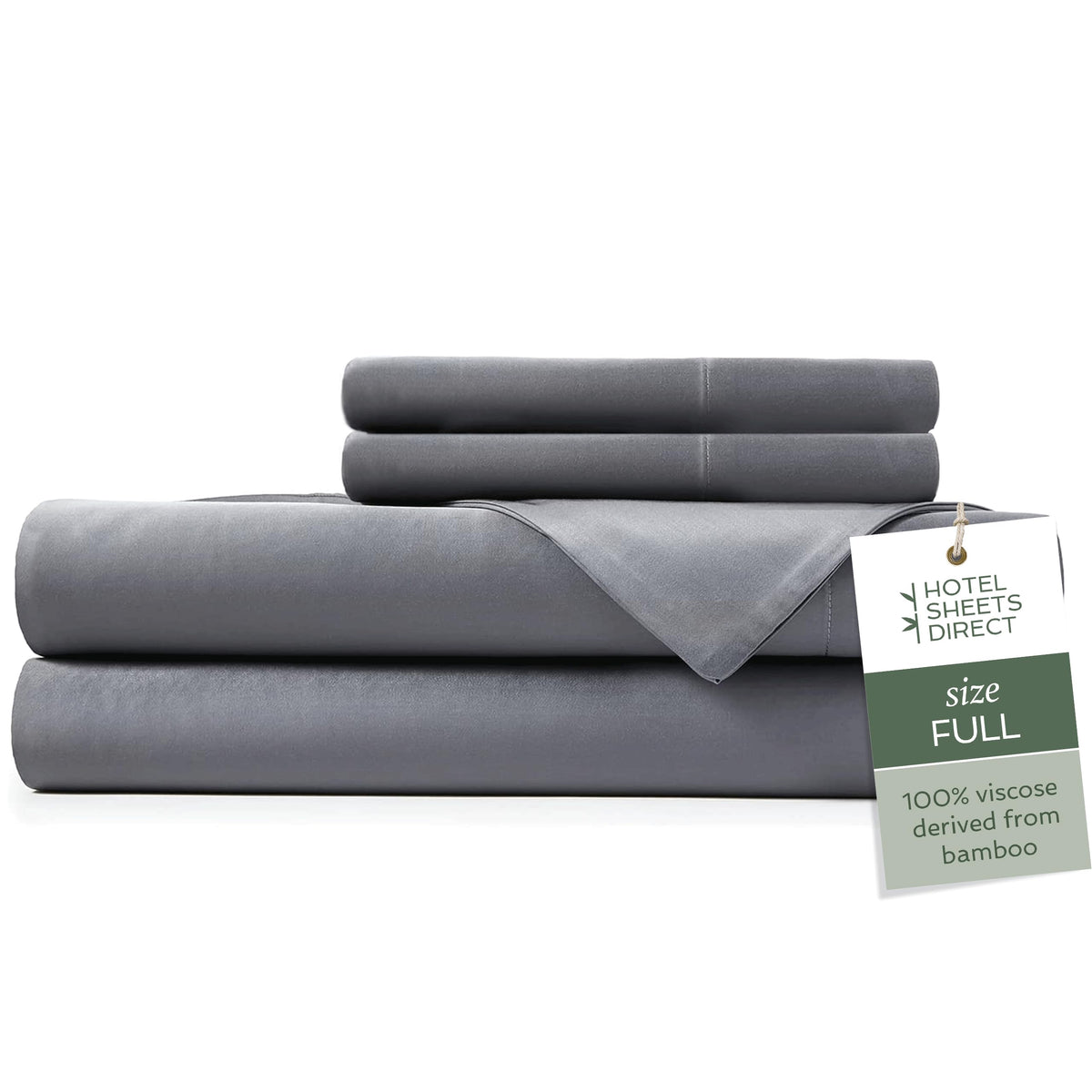 Hotel Sheets Direct 100% Viscose Derived From Bamboo Sheets Full - Cooling Luxury Bed Sheets W Deep Pocket - Silky Soft - Dark G