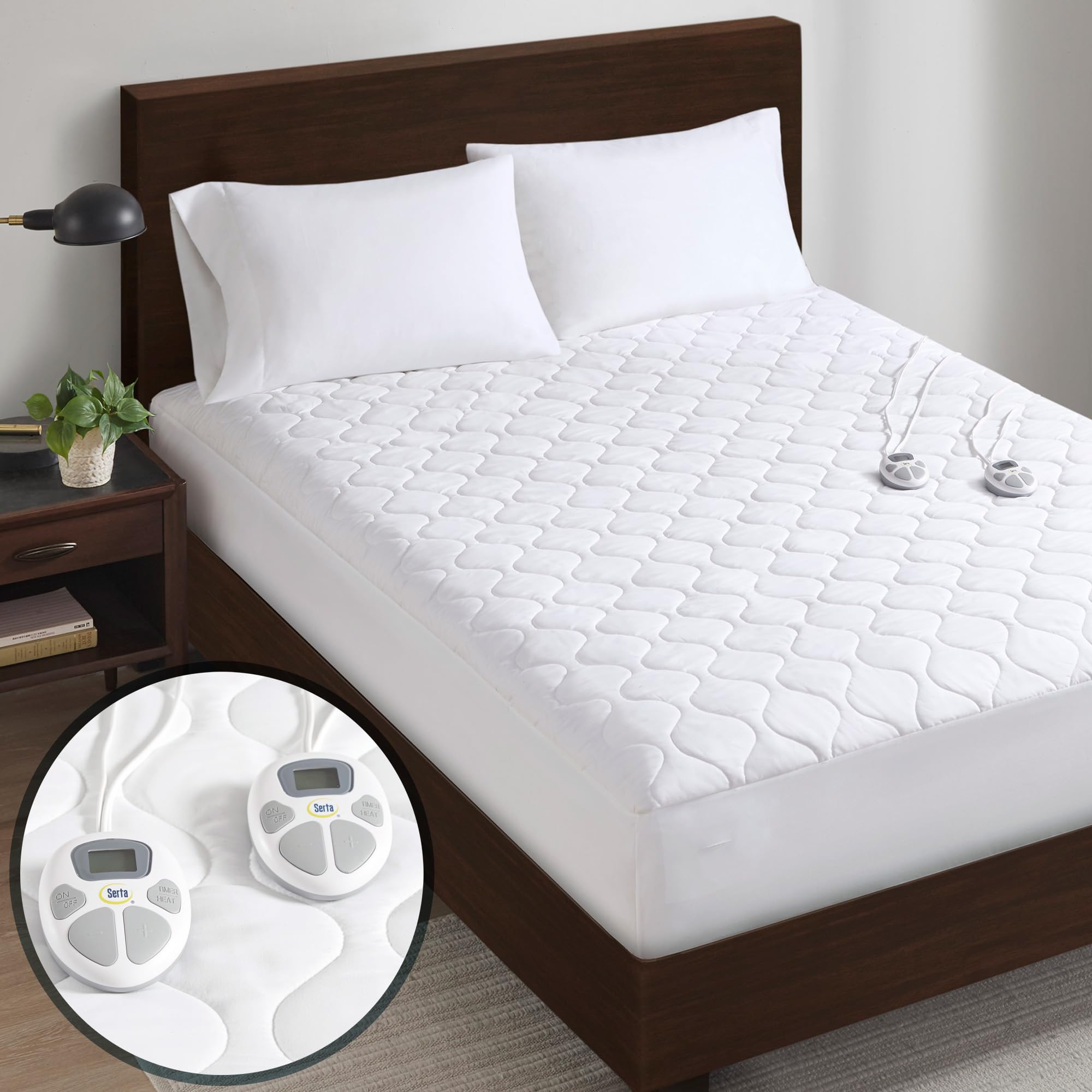 Serta Heated Mattress Pad King Size - Electric Mattress Pad, 10 Heat Setting Controller, Auto Shut Off Timer, Deep Elastic Pocke