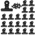 Yuchiya 20 Pack Metal Clips With 20 Push-Pins For Corkboard,Bulldog Clips For Hanging Pictures,Small Hinge Clips For Photos Craf