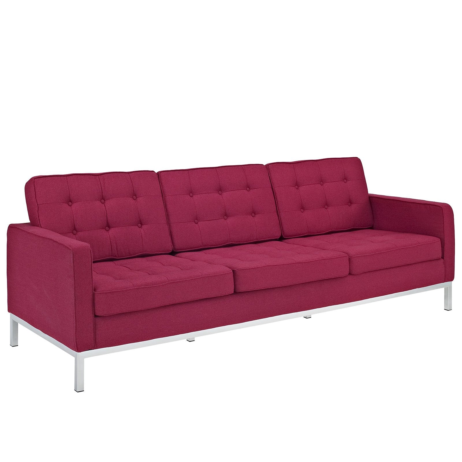 Modway Loft Armchair And Sofa Set, Red Tweed, Set Of 2