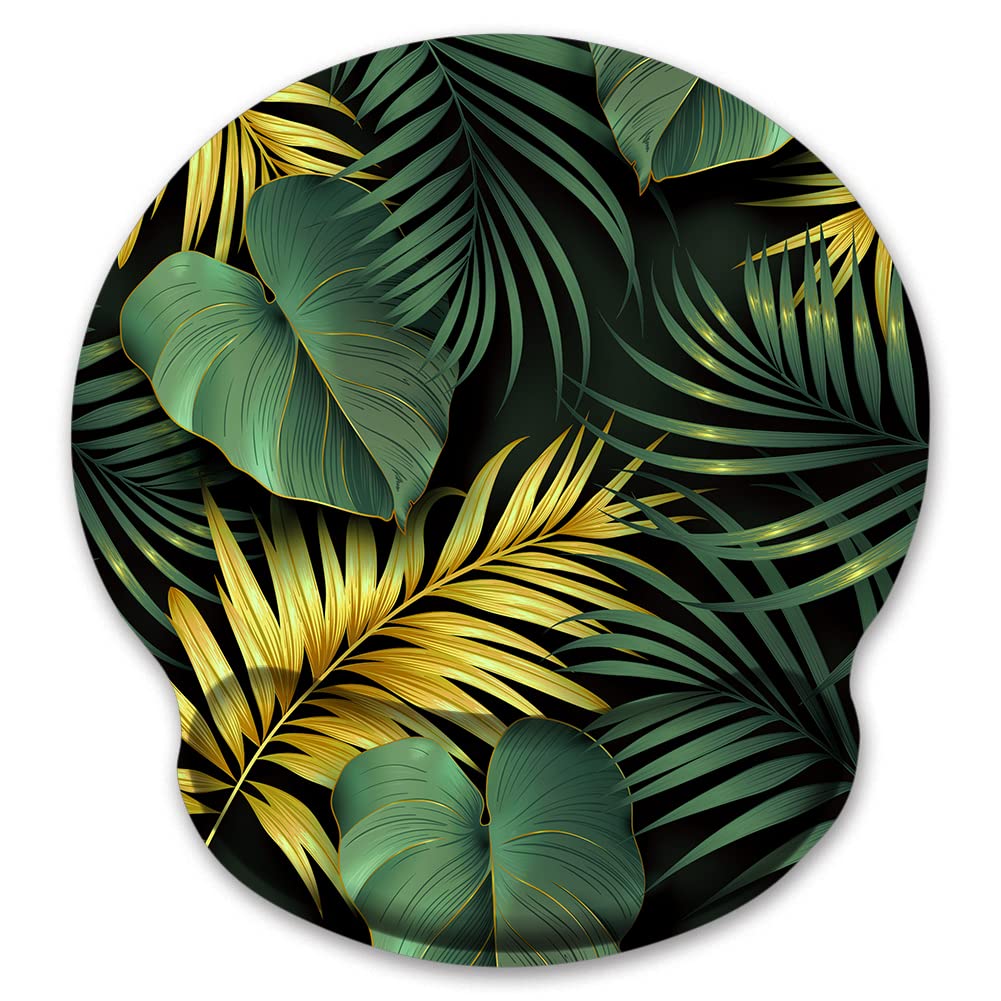 Audimi Mouse Pad With Wrist Rest Support Mouse Mat Non-Slip Rubber Base For Laptop Pc Office Working Gaming (Dark And Golden Lea