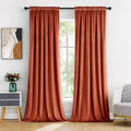 Miulee Burnt Orange Velvet Curtains Thermal Insulated Blackout Curtain Fall Drapes For Bedroom Living Room Darkening 108 Inches Long Rust Terracotta Panels Rod Pocket Set Of 2