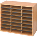 Safco Wooden Paper and Mail Organizer for Home Office and Classroom, 24 Letter-Size Compartments, Medium Oak