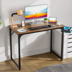 Paylesshere 32/39/47 Inch Computer Desk Study Writing Table, Adjustable Feet, Modern Furniture For Home Office (1, Brown, 39 Inch)