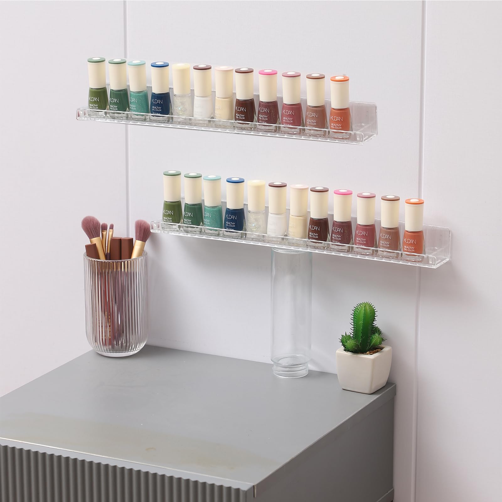 Cq Acrylic 2 Pack Acrylic Clear Floating Bookshelf For Kids Room,15' Invisible Wall Mounted Hanging Book Shelves,U Modern Picture Ledge Display Toy Storage Vinyl Record Wall Shelf,Clear