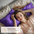 Satin Pillowcase 2 Pack - King Size (20''X40'', Purple) - Silky Pillow Cases For Hair And Skin - Satin Pillow Covers With Envelo