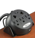 Safco Products Clamp On Power Module, 8 Foot Wall Chord, 3 Outlet Plugs Plus 2 Ethernet Ports, Mount to Store Out of Sight, Blac
