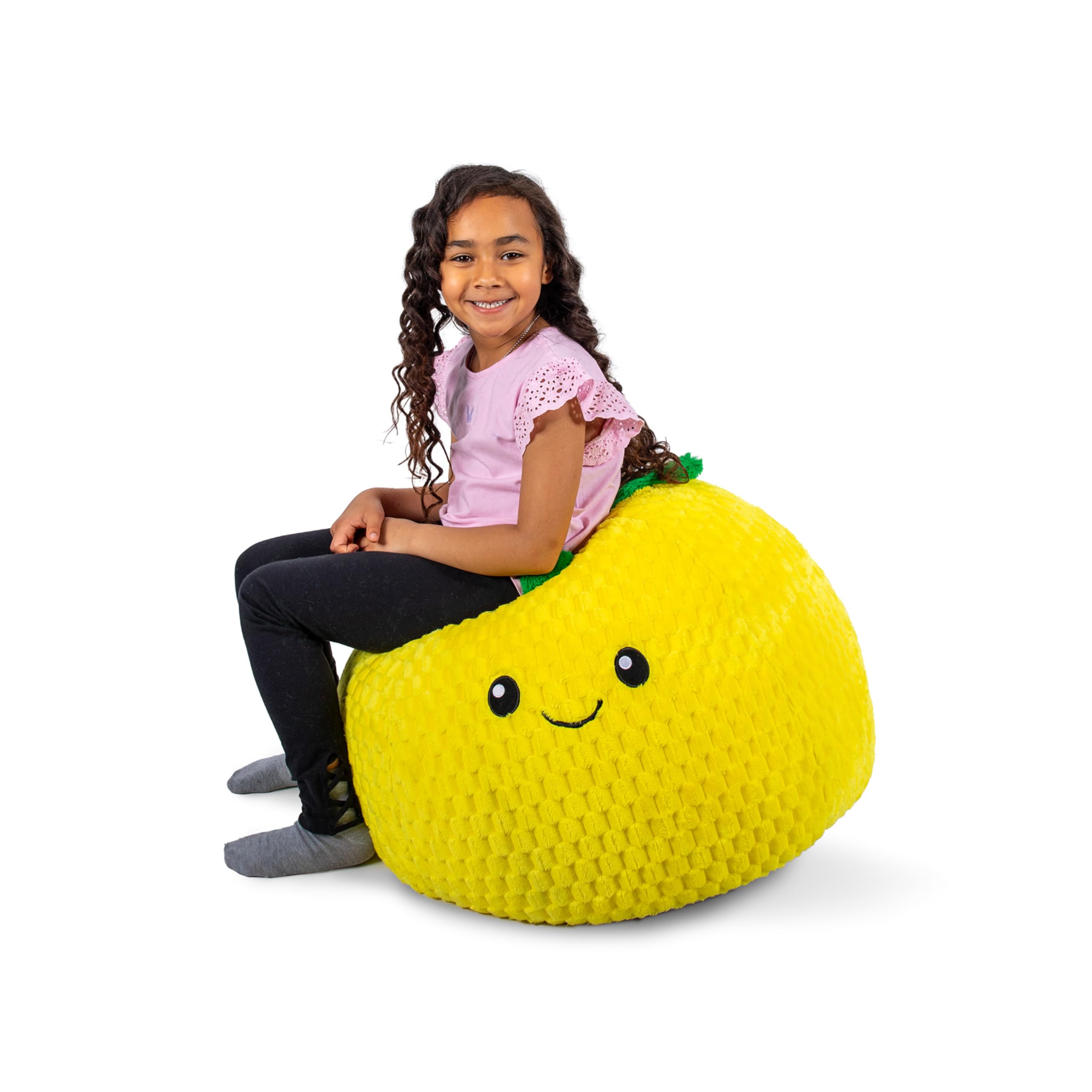 Big Joe Pineapple PlushiPals Super Soft Bean Bag Chair for Kids, Ultra-Soft Plush Polyester Blend, 2.5 feet Refillable
