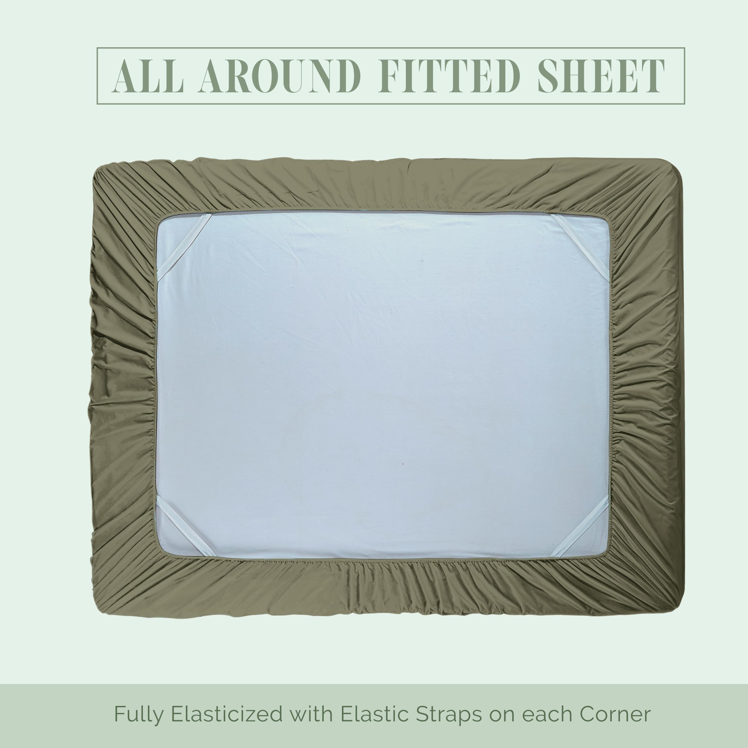 Elegant Comfort 1500 Premium Hotel Quality 18-24 Inches Deep - Extra Deep Pocket Single Fitted Sheet For High Mattress, Luxury And Softest, Smart Pocket - Wrinkle Free, Queen, Green