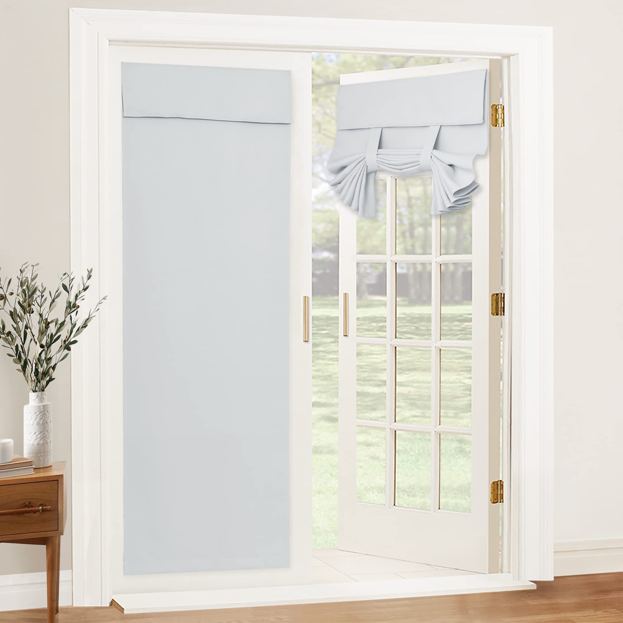 RYB HOME French Door Curtains - Privacy Blackout Tricia Door Window Tie up Shades Energy Saving for Kitchen Dining Kids Nursery 