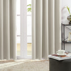 Deconovo Cream Curtains Blackout Drapes For Bedroom, Window Panels 63 Inch Length 2 Pack - 42W X 63L Inch, Light Beige, 2 Drapes