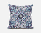 HomeRoots Gray Light Blue 18â€ Blue Gray Floral Boho Zippered Suede Throw Pillow