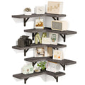 Fixwal Corner Floating Shelves Set Of 5, Rustic Wood Wall Mounted Corner Shelf For Bathroom, Kitchen, Bedroom, Home Decor, Laundry Room, Living Room (Weathered Gray)