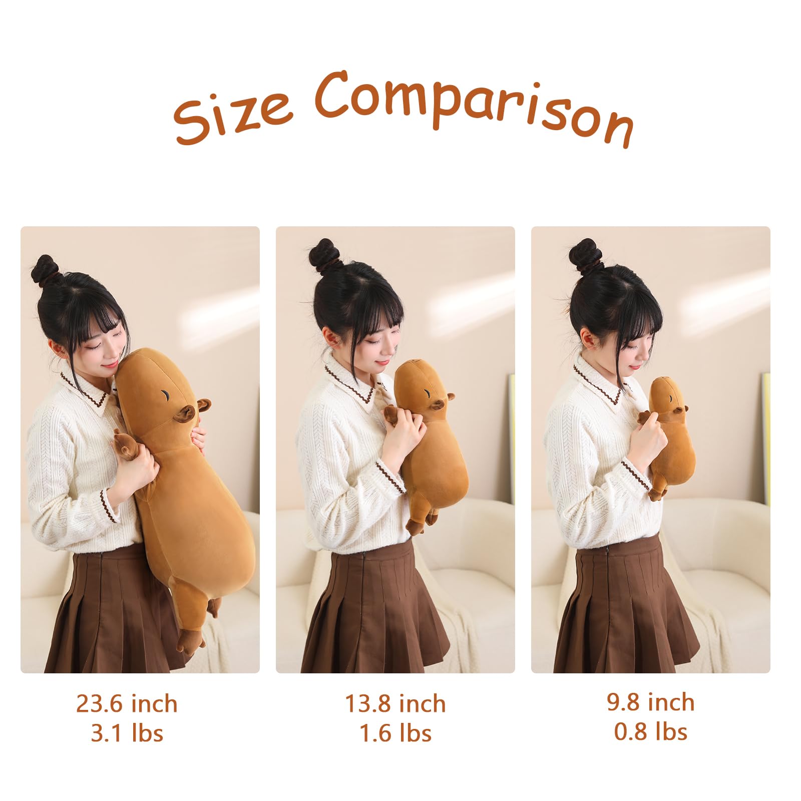 Sqeqe Weighted Capybara Plush, Weighted Capybara Stuffed Animal For Anxiety, Cute Capybara Plushies Soft Capybara Pillow Toy Gif