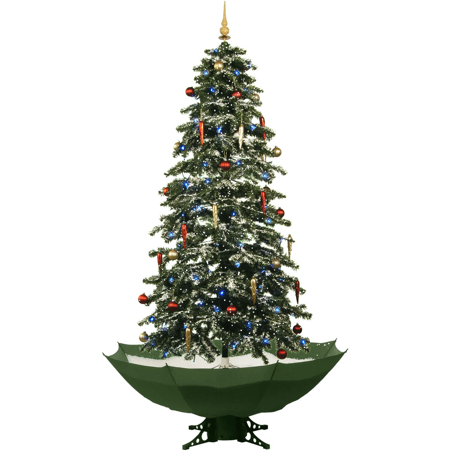 Christmas Time 67-In. Musical Indoor Holiday Decor With Animated Snow Function | Green Christmas Tree With Green Umbrella Base | Ct-Str067A-Gn