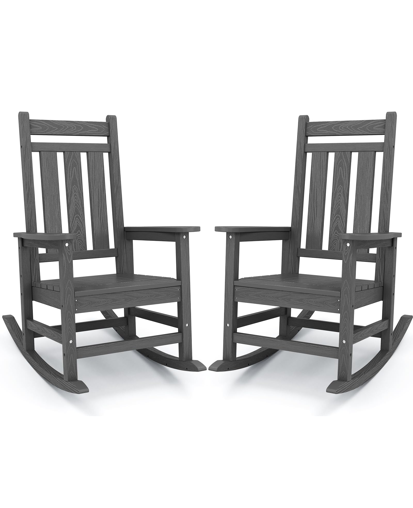 Kingyes Outdoor Patio Rocking Chair Set Of 2, Gray