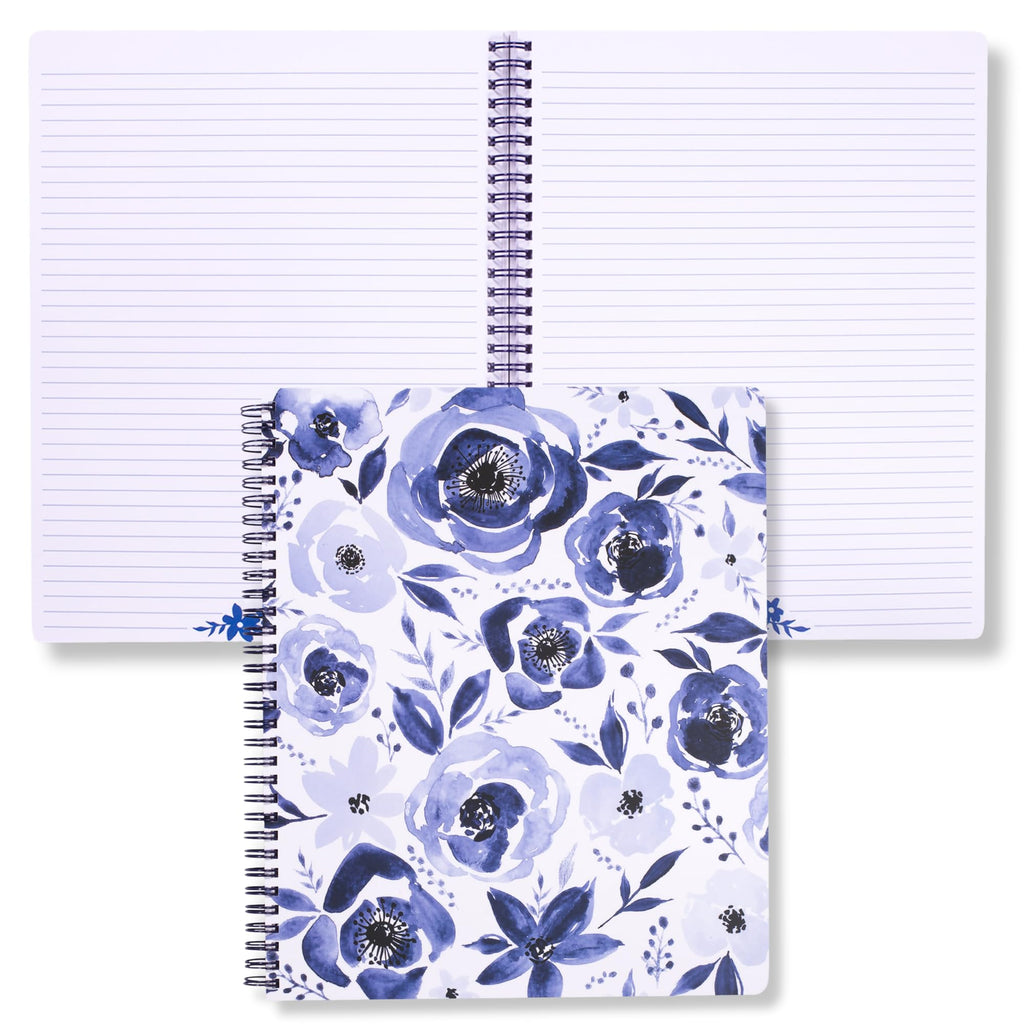 Steel Mill & Co Cute Large Spiral Notebook College Ruled, 11' X 9.5' With Durable Hardcover And 160 Lined Pages, Watercolor Fl