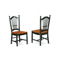 East West Furniture DOC-BCH-W Dover Dining Chairs - Slat Back Wood Seat Kitchen Chairs, Set of 2, Black & Cherry