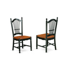 East West Furniture DOC-BCH-W Dover Dining Chairs - Slat Back Wood Seat Kitchen Chairs, Set of 2, Black & Cherry