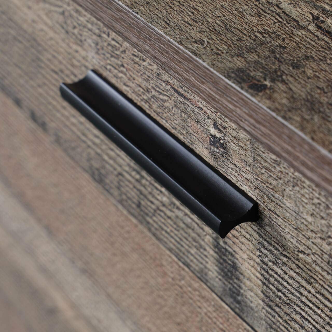 OS Home and Office Furniture Model Metal Frame and Legs four drawer chest, Rustic Reclaimed Barnwood Laminate