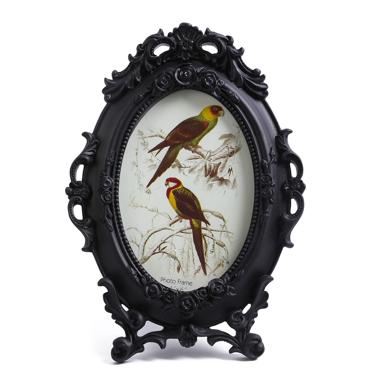 SIKOO Ornate Picture Frame 4x6 Antique Frames Vintage Frames Tabletop and Wall Mount Oval picture Frame, Victorian Home Decor, B