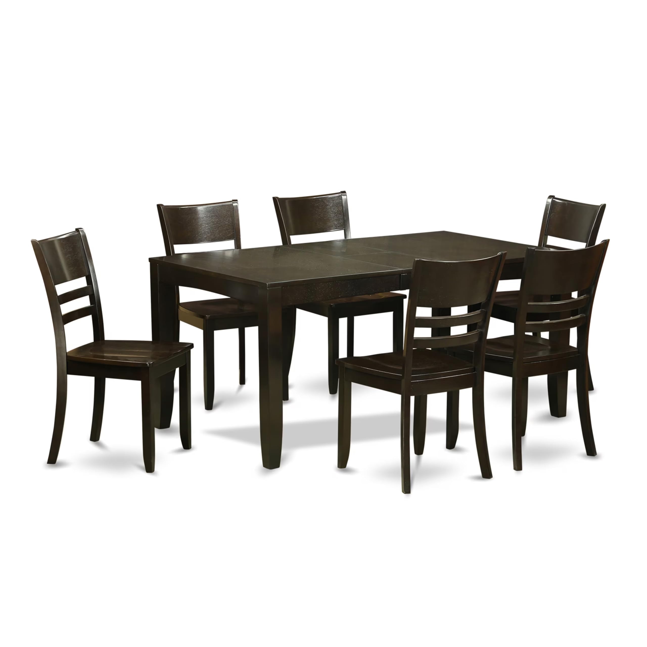 East West Furniture LYFD7-CAP-W Lynfield 7 Piece Kitchen Set Consist of a Rectangle Table with Butterfly Leaf and 6 Dining Room Chairs, 36x66 Inch